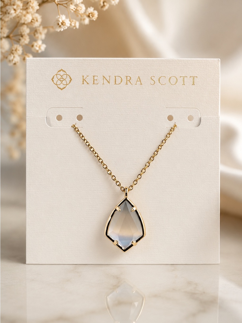 Kendra Scott Cory Stone Pendant Necklace Slate Gray/Gold - Picture 10 of 10